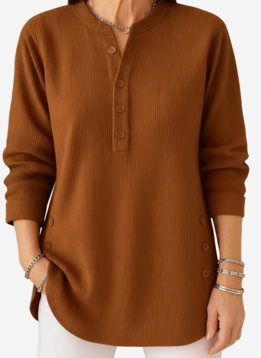 Edith™ | Lange mouwen effen gebreide trui