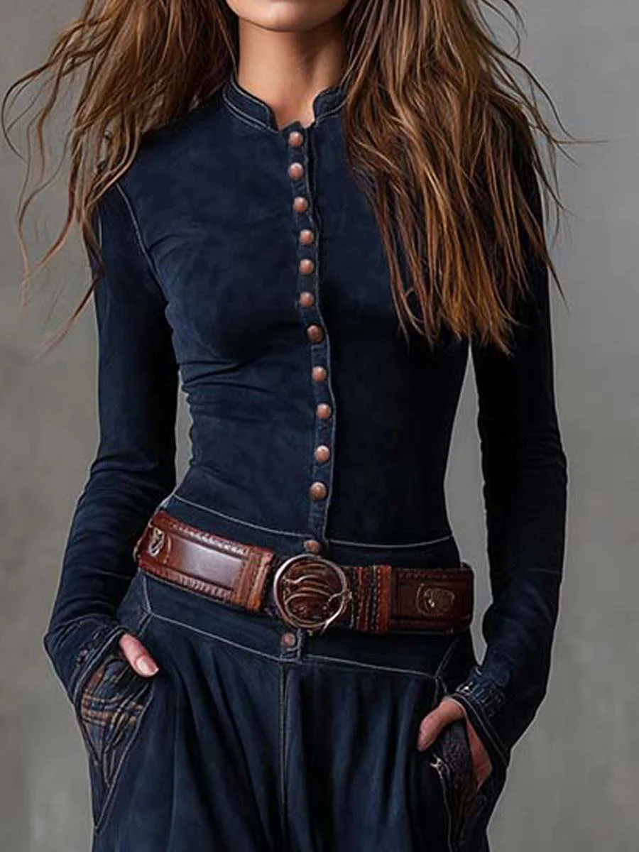 Patricia™ | Marineblauwe suède maxi-jurk met riem