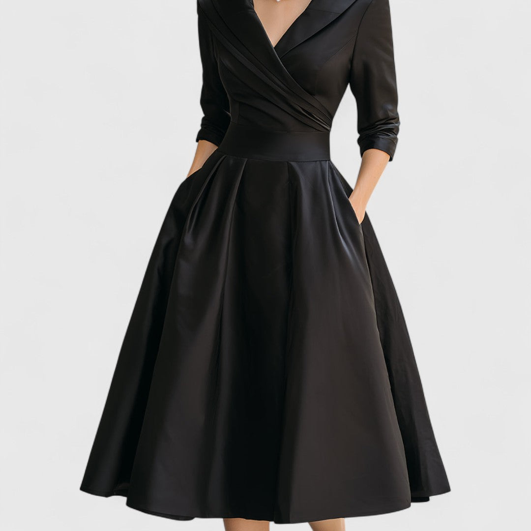 Rosalie™ | Elegante midi-jurk met subtiele glans