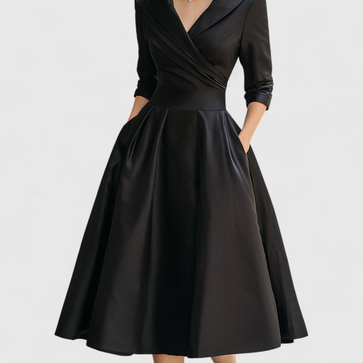 Rosalie™ | Elegante midi-jurk met subtiele glans