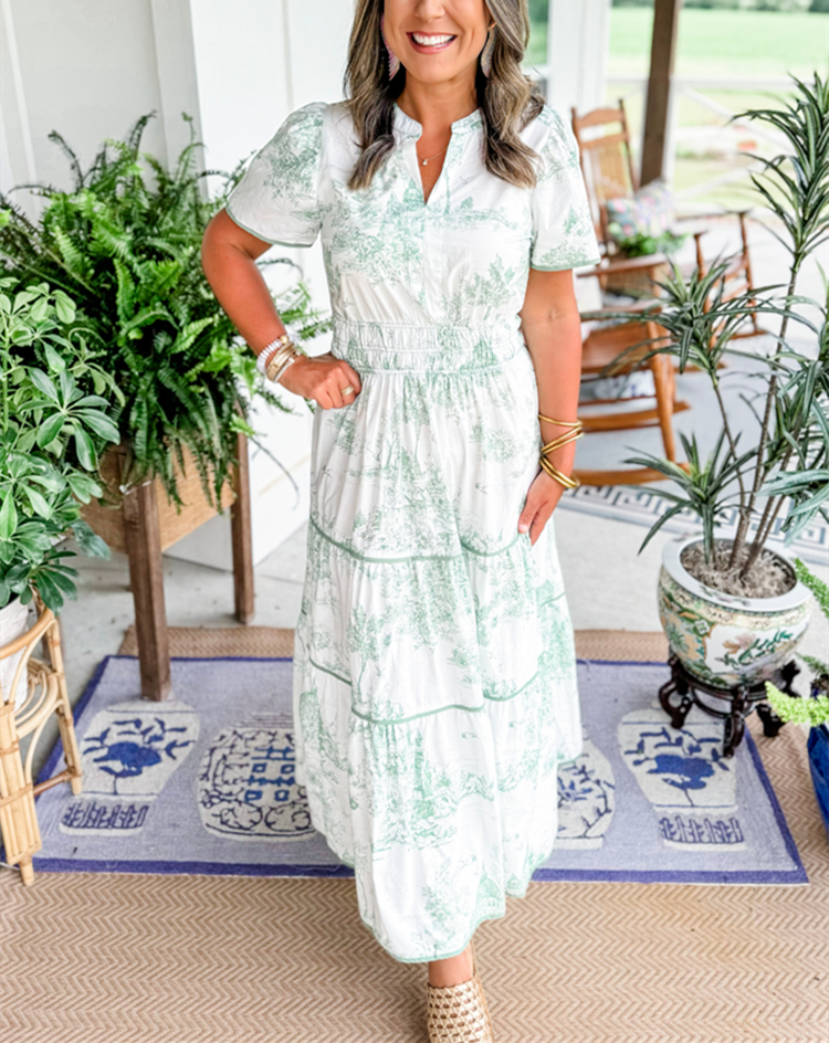 Marcelline | Timeless Toile Maxi | Elegant Flattering Comfort with Effortless Flow