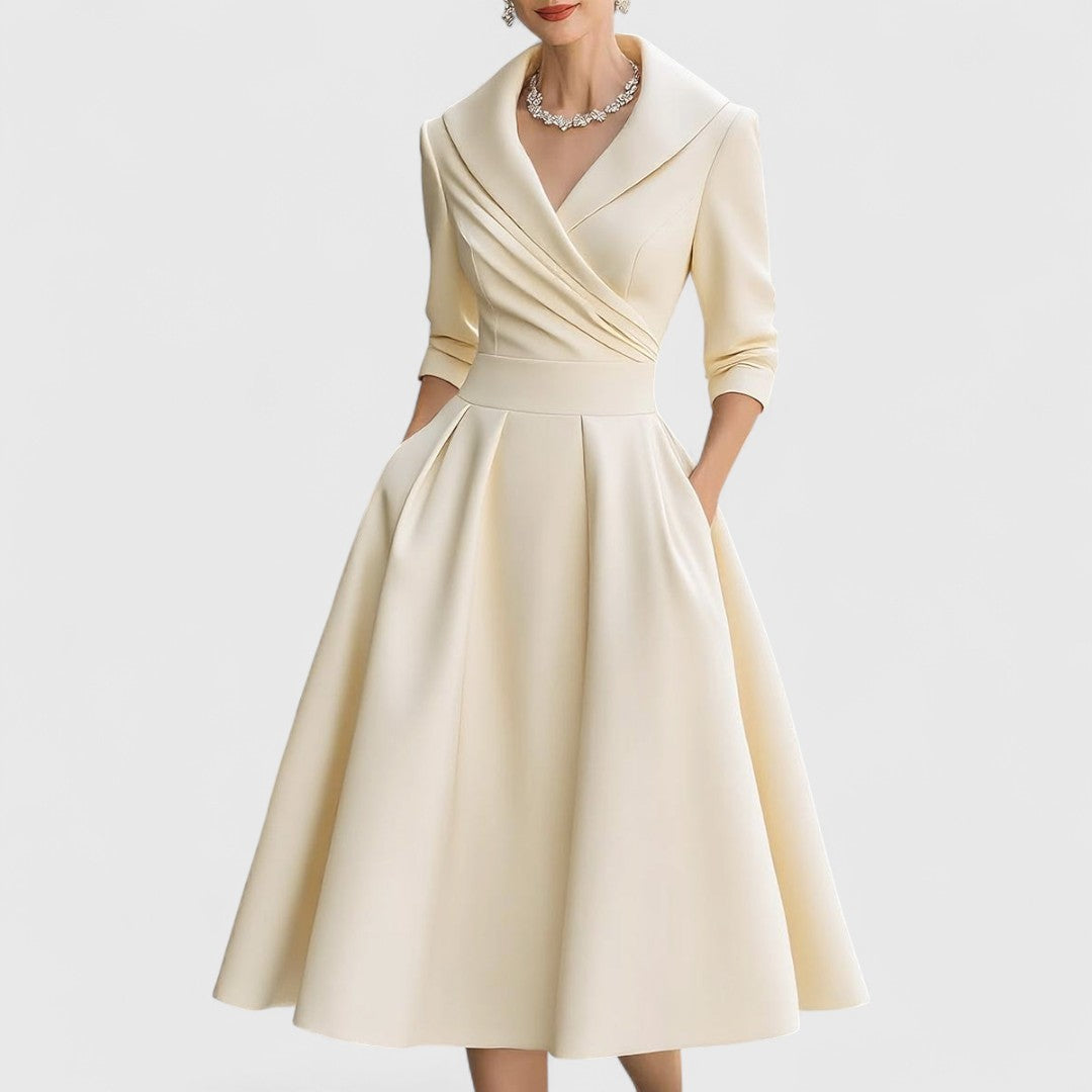Rosalie™ | Elegante midi-jurk met subtiele glans