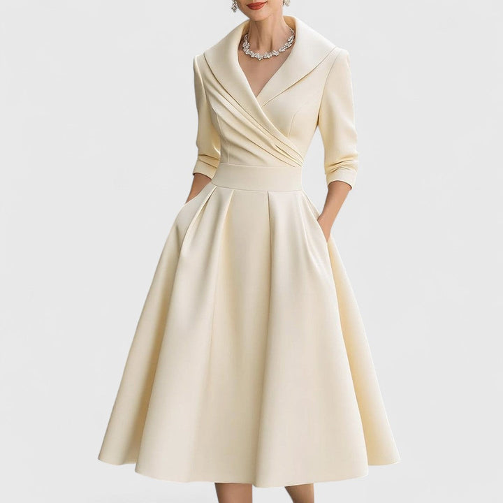 Rosalie™ | Elegante midi-jurk met subtiele glans