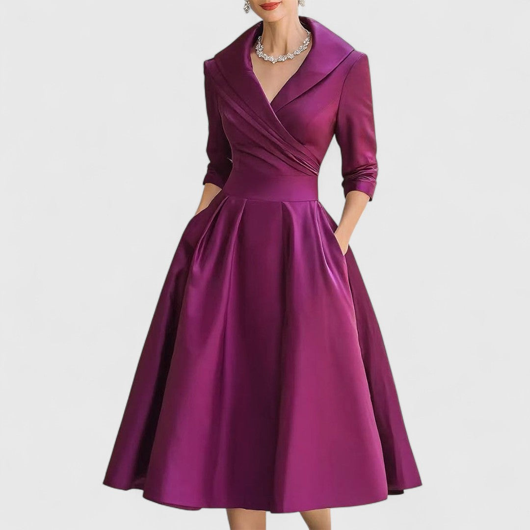 Rosalie™ | Elegante midi-jurk met subtiele glans