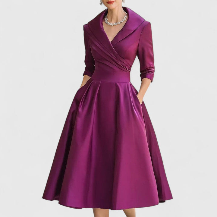 Rosalie™ | Elegante midi-jurk met subtiele glans