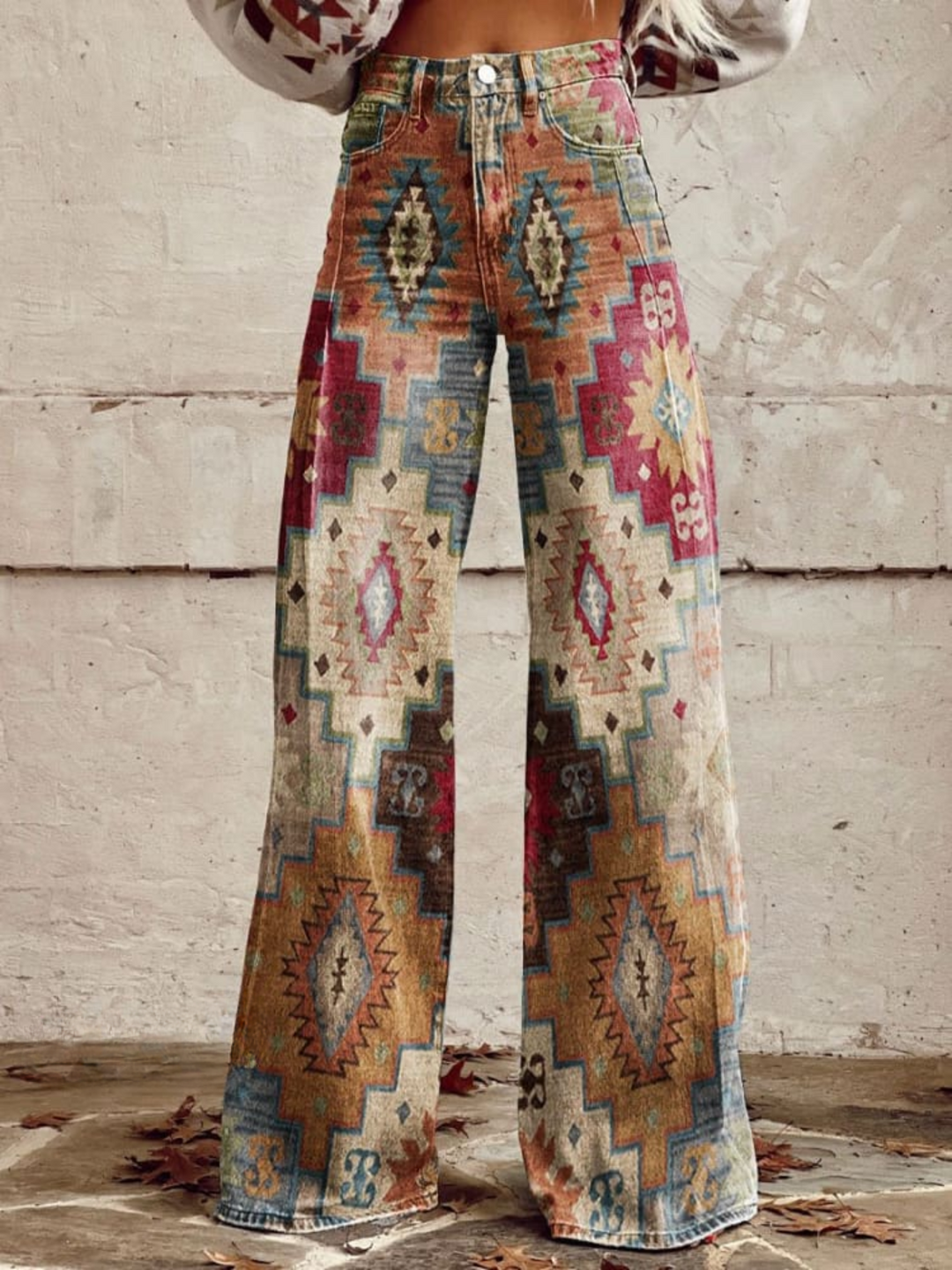 Elvira | Vintage Geometric Wide Leg Pants
