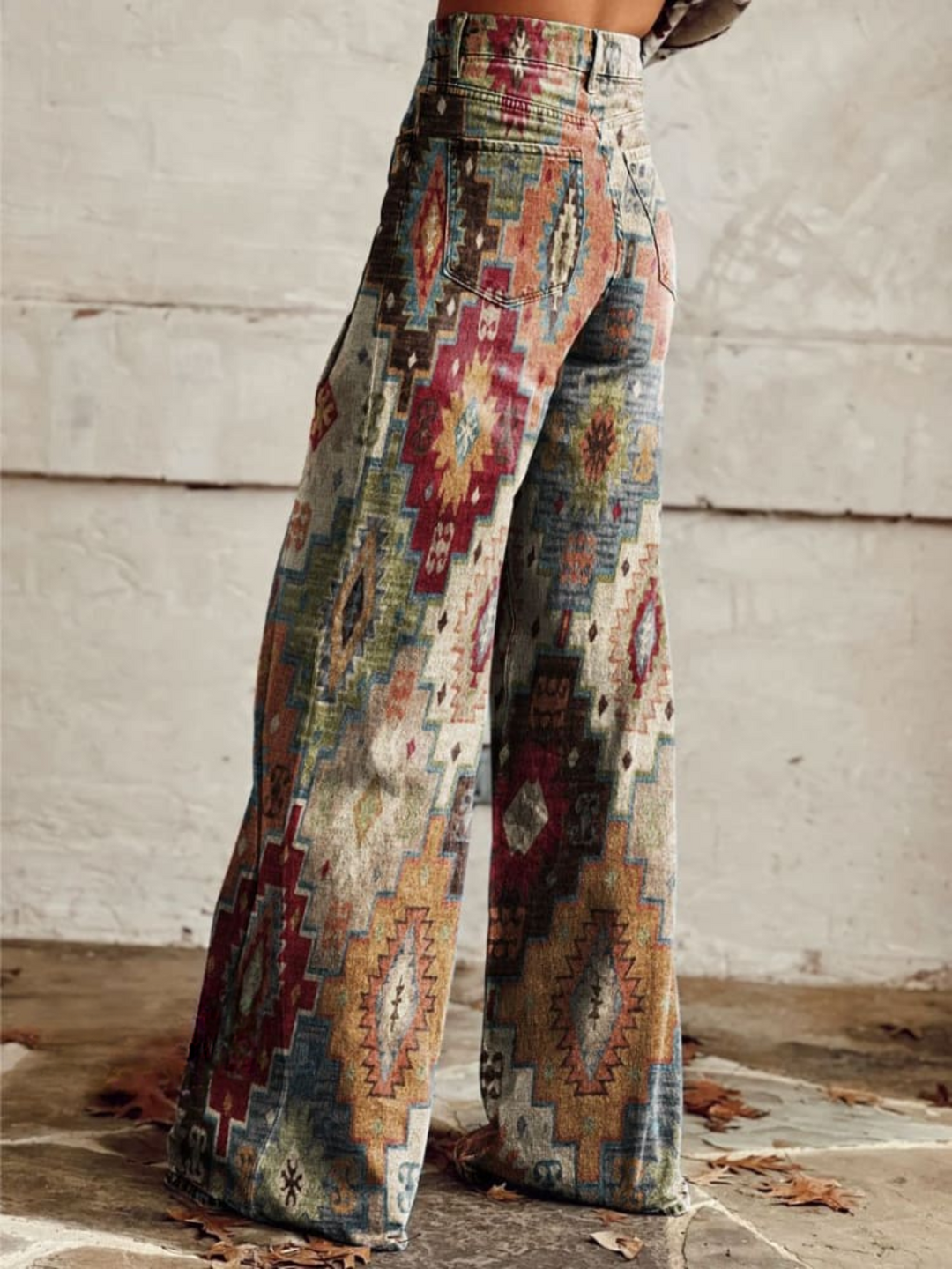 Elvira | Vintage Geometric Wide Leg Pants