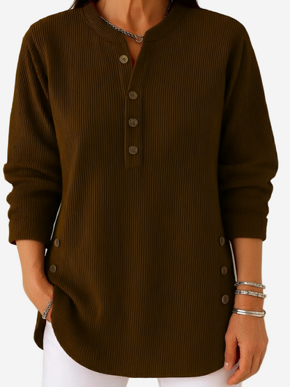 Edith™ | Lange mouwen effen gebreide trui