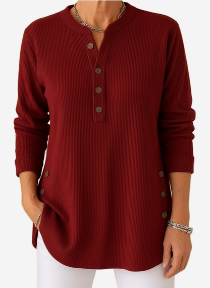 Edith™ | Lange mouwen effen gebreide trui