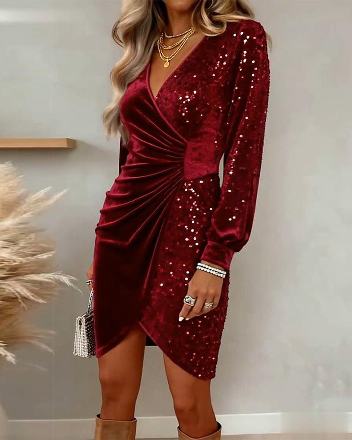 Paula™ | Kerstmidi-jurk met V-hals