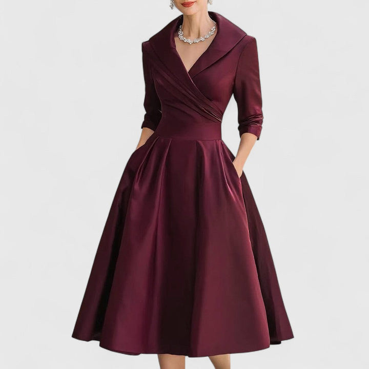Rosalie™ | Elegante midi-jurk met subtiele glans