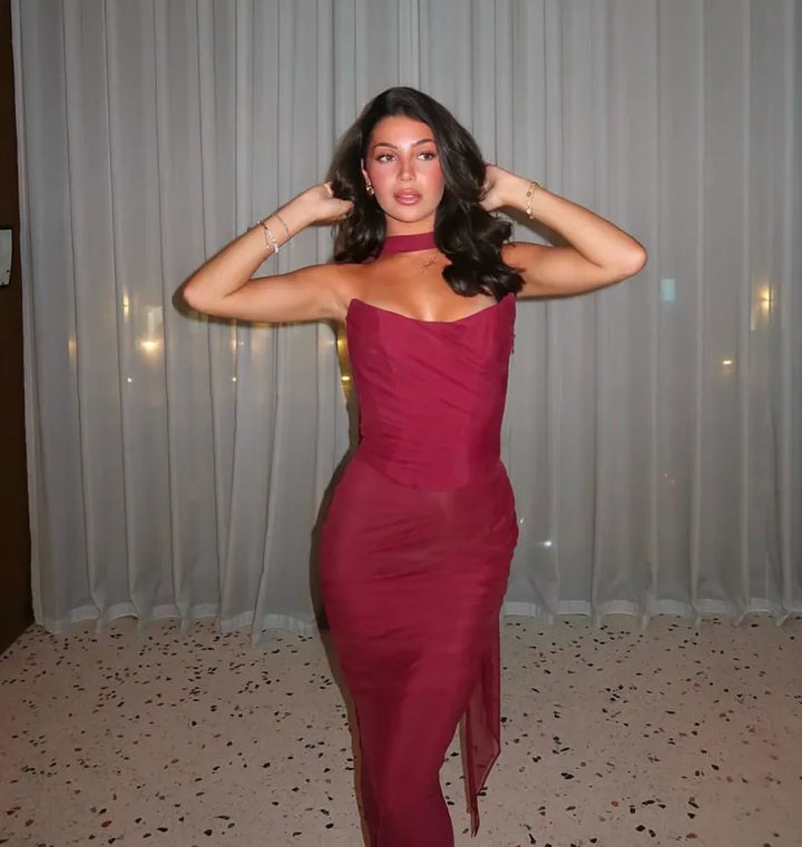CERYNTHIA | STRAPLESS MAXI EVENING DRESS