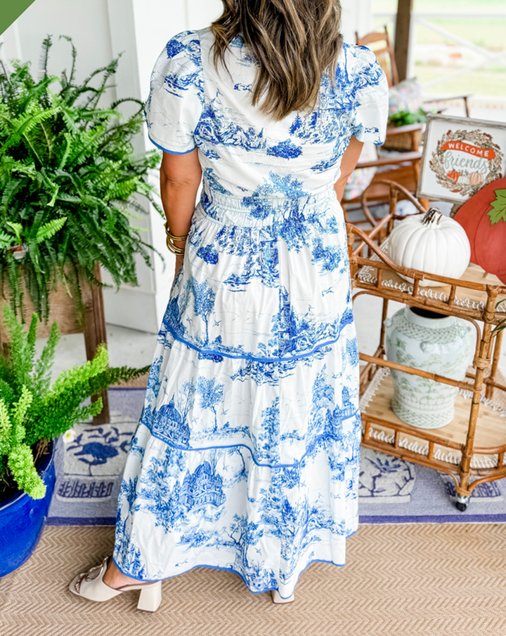 Marcelline | Timeless Toile Maxi | Elegant Flattering Comfort with Effortless Flow