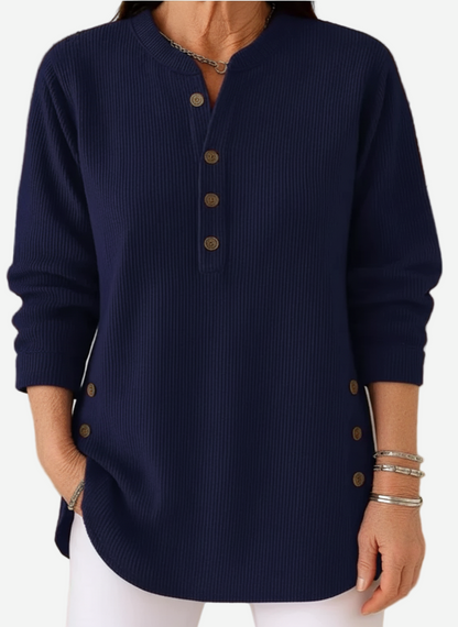 Edith™ | Lange mouwen effen gebreide trui