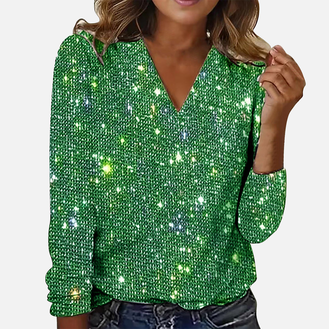 Eleanor™ | V-hals blouse met diamantmotief