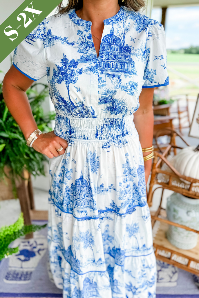 Marcelline | Timeless Toile Maxi | Elegant Flattering Comfort with Effortless Flow