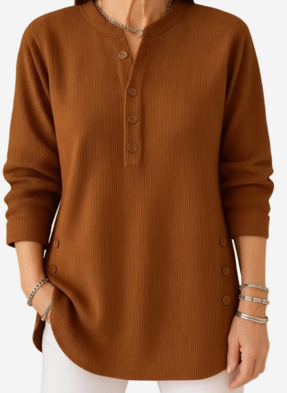 Edith™ | Lange mouwen effen gebreide trui