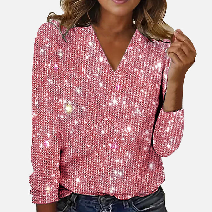 Eleanor™ | V-hals blouse met diamantmotief