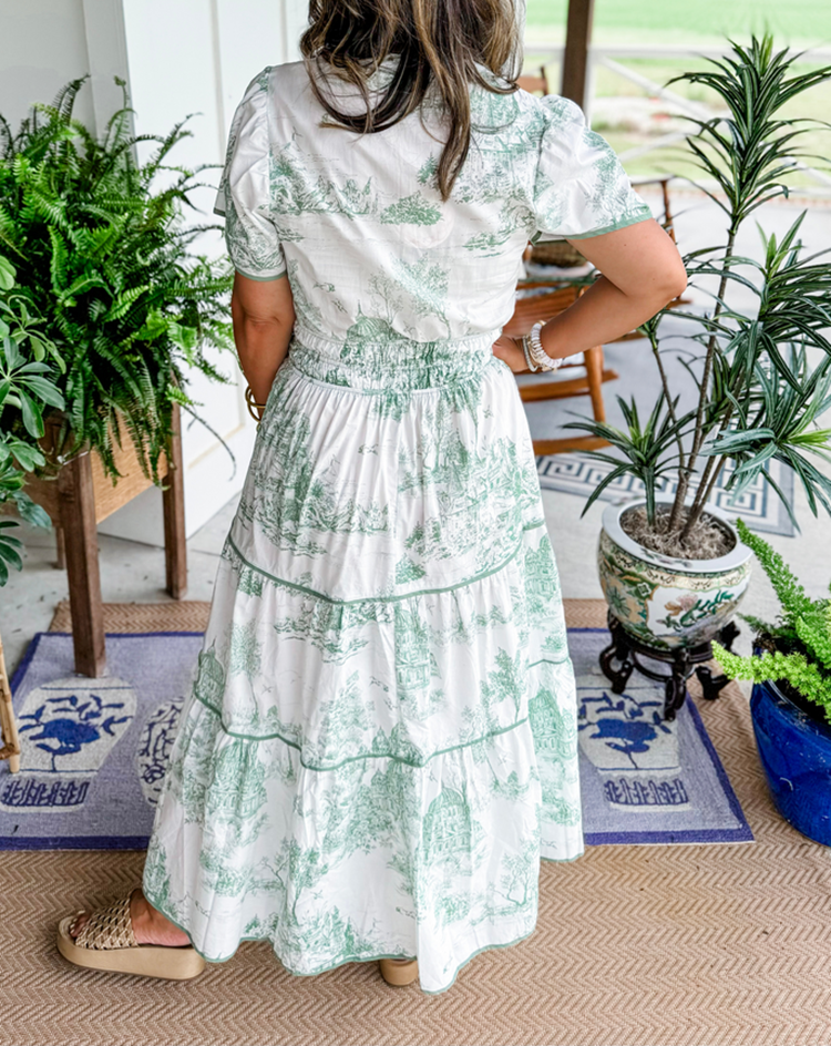 Marcelline | Timeless Toile Maxi | Elegant Flattering Comfort with Effortless Flow