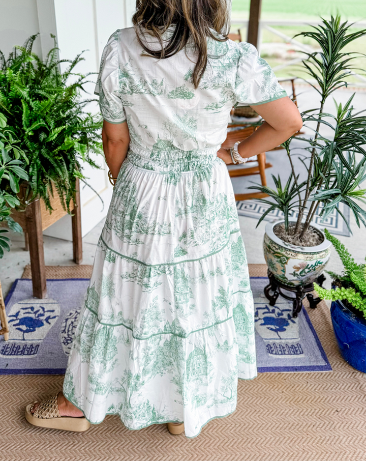 Marcelline | Timeless Toile Maxi | Elegant Flattering Comfort with Effortless Flow