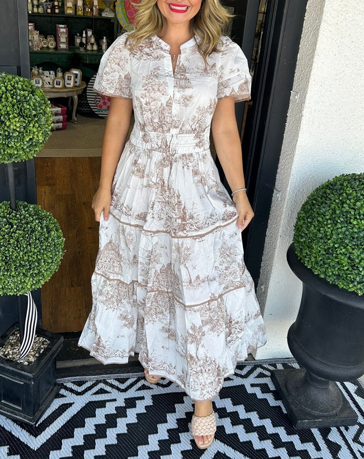 Marcelline | Timeless Toile Maxi | Elegant Flattering Comfort with Effortless Flow