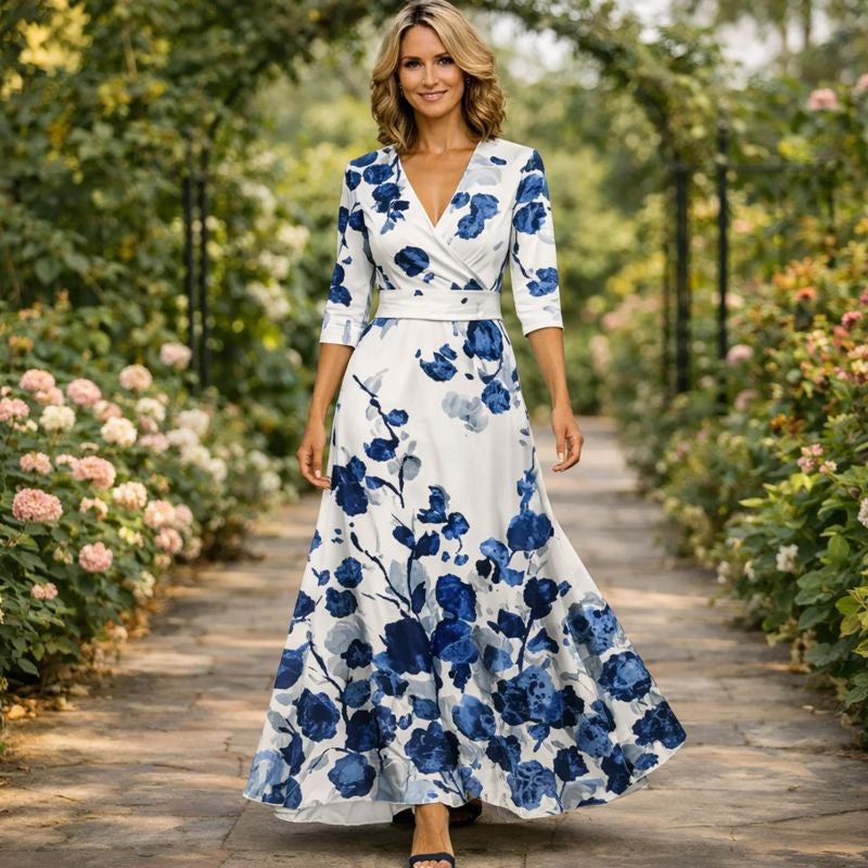 Kimberly | Wrap-Style Flowing Maxi Dress
