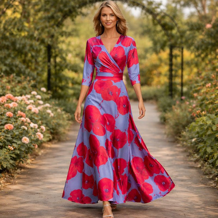 Kimberly | Wrap-Style Flowing Maxi Dress