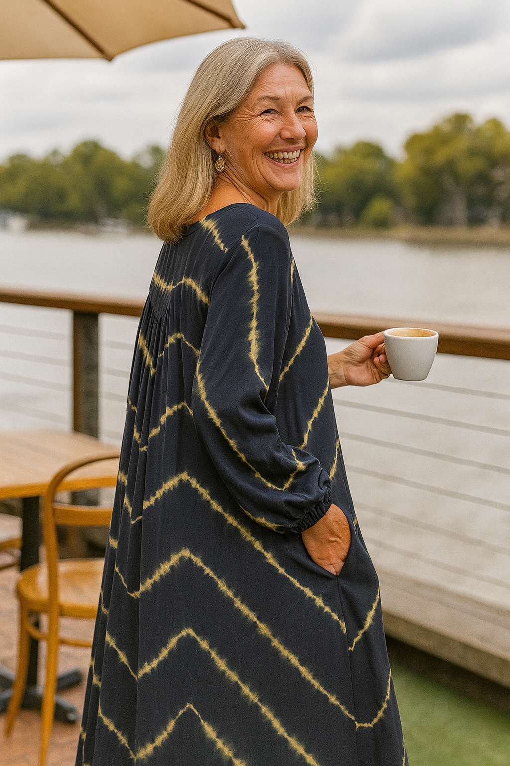 Selora | Boho Stripe Comfort Dress Tummy Friendly