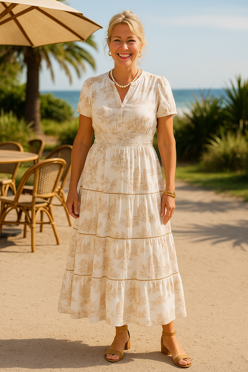 Marcelline | Timeless Toile Maxi | Elegant Flattering Comfort with Effortless Flow