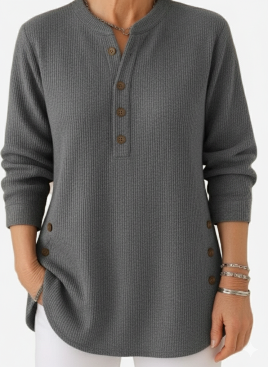 Edith™ | Lange mouwen effen gebreide trui