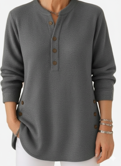 Edith™ | Lange mouwen effen gebreide trui