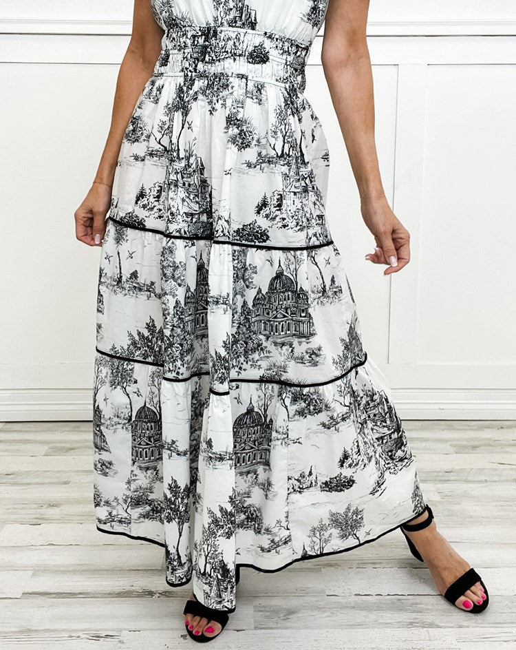 Marcelline | Timeless Toile Maxi | Elegant Flattering Comfort with Effortless Flow