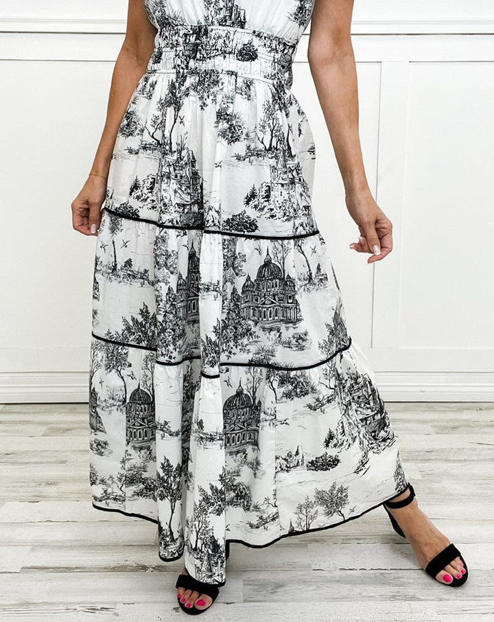 Marcelline | Timeless Toile Maxi | Elegant Flattering Comfort with Effortless Flow
