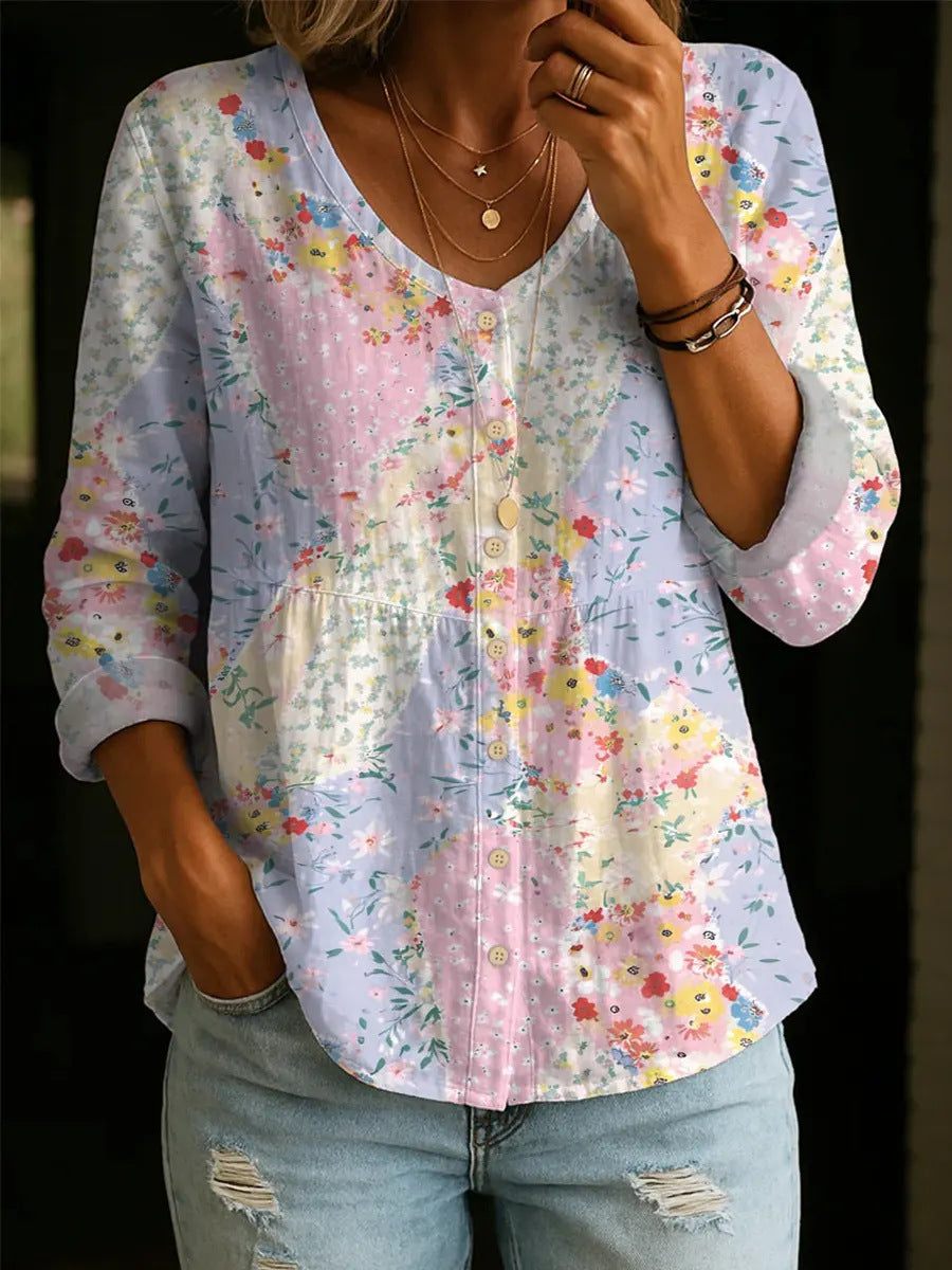 Margaret™ | Floral Patchwork Blouse