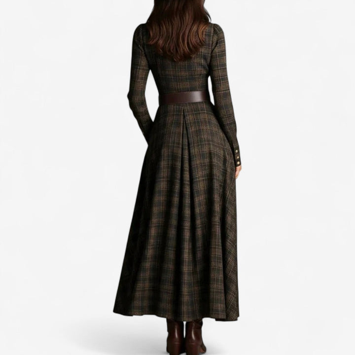 Sara™ - Elegante geruite maxi-jurk