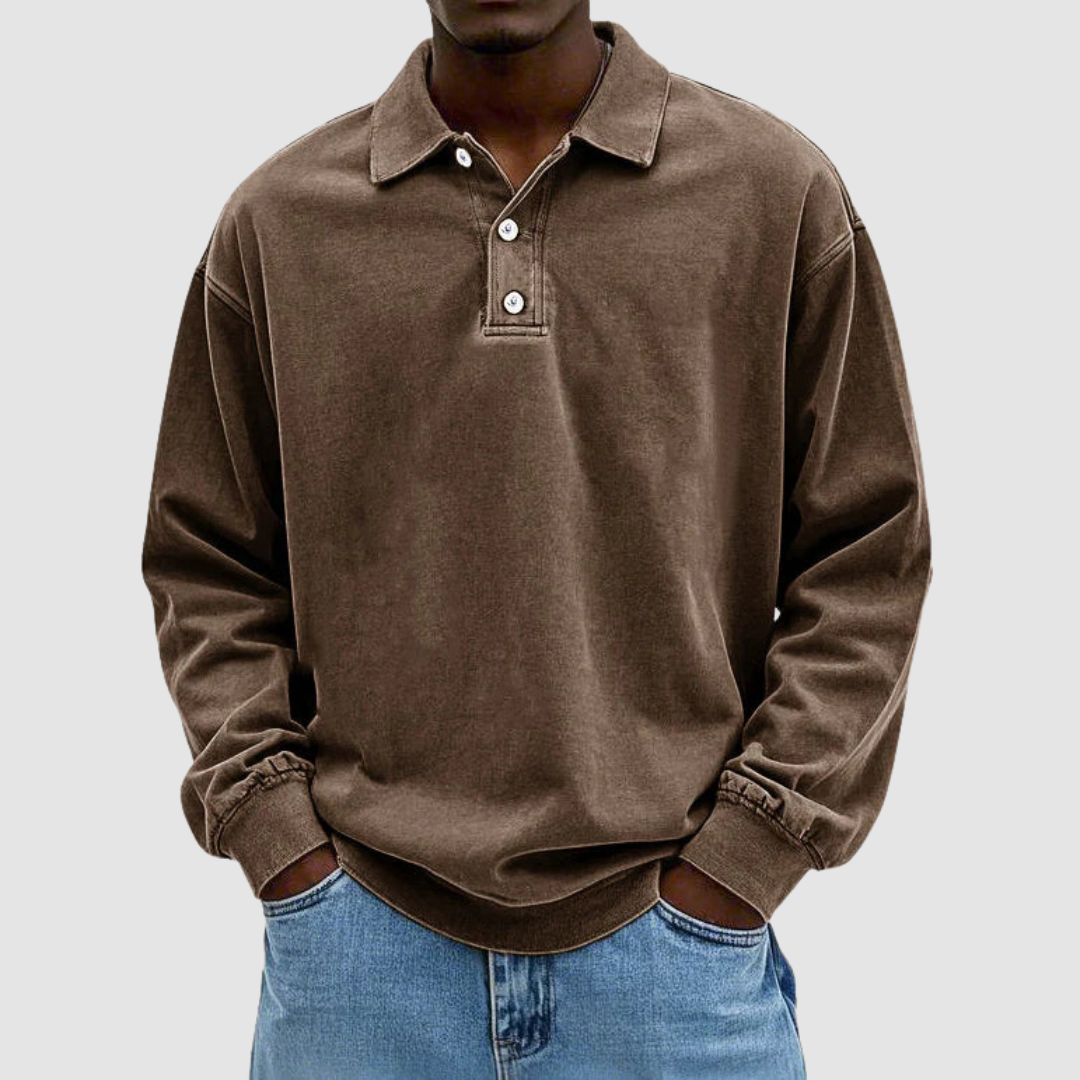 Maxime | Vintage Long Sleeve Polo Shirt