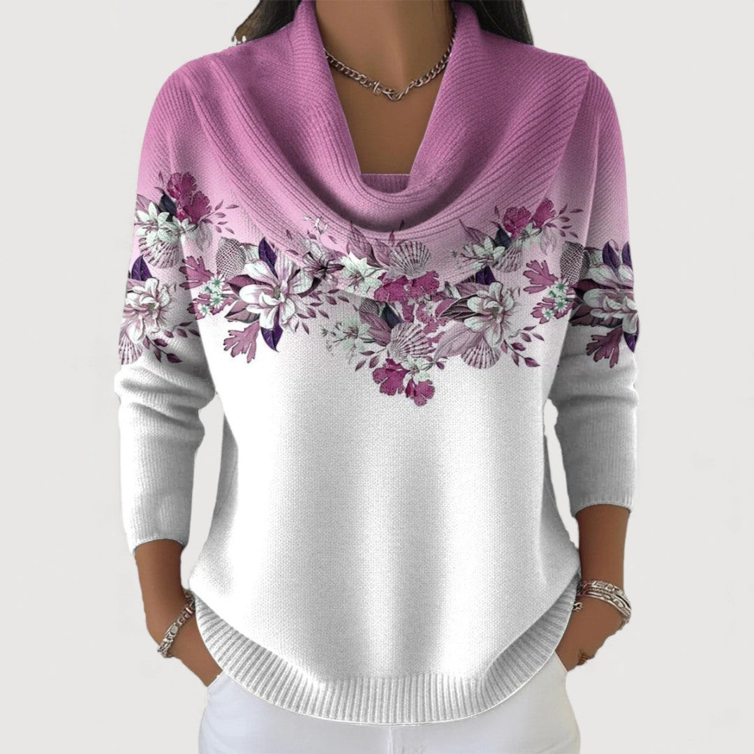 Mia™ - Floral sweater with a soft neckline