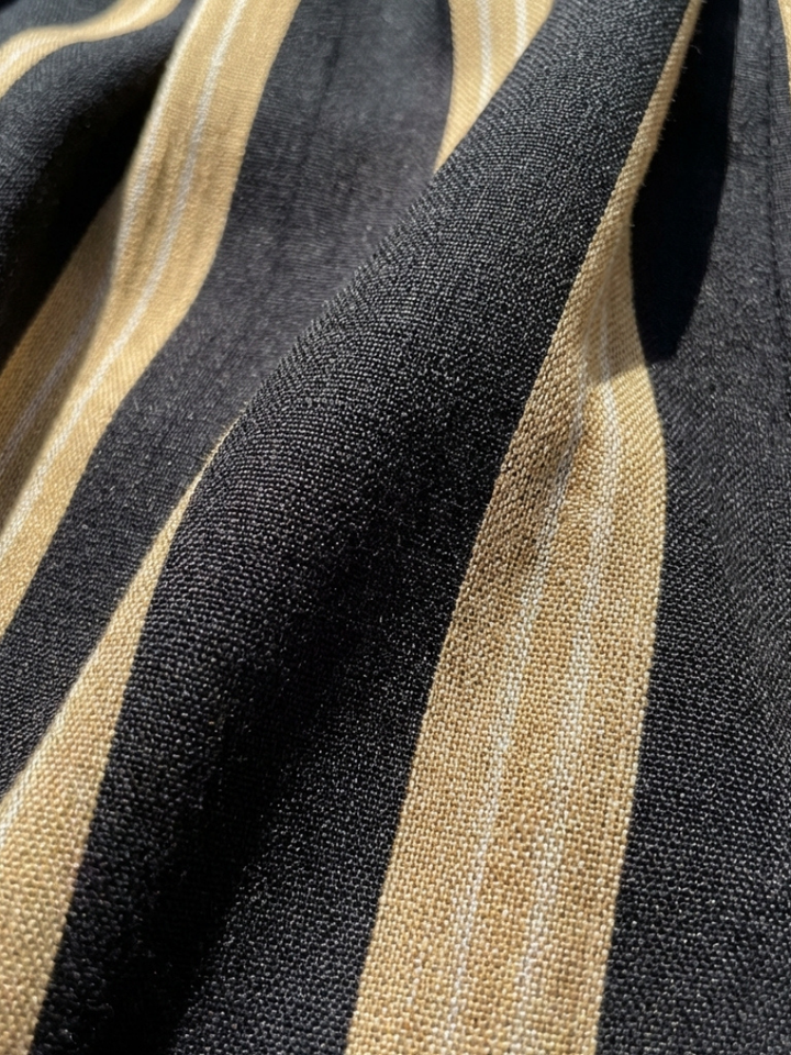 Lina | Elegant striped midi dress with a V-neck, flattering wrap silhouette, and short sleeves