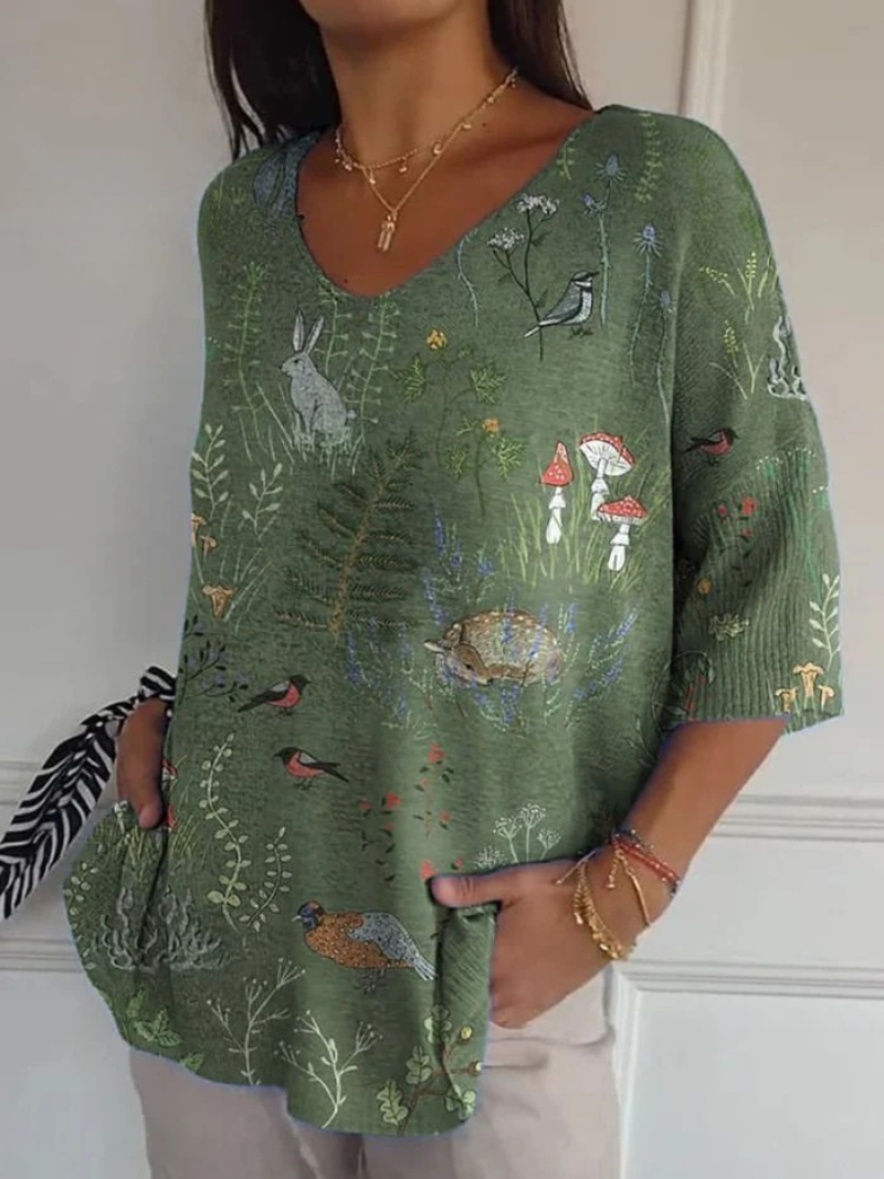 Woodland And Animals Repeat Pattern Printed Women's Casual