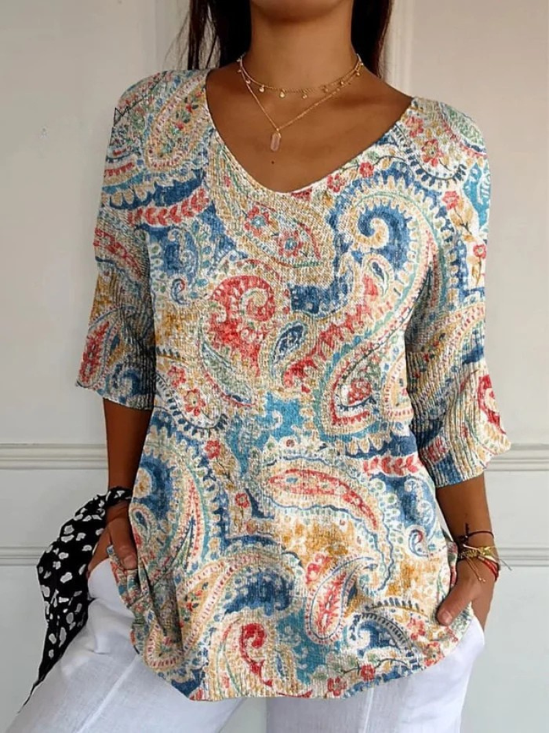 Women's Vintage Ethnic Floral Art Print Casual