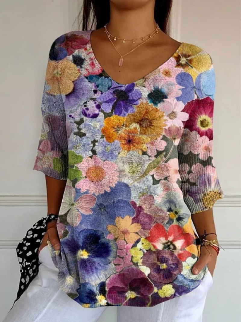 Women's Vintage Lovely Floral Art Print Casual