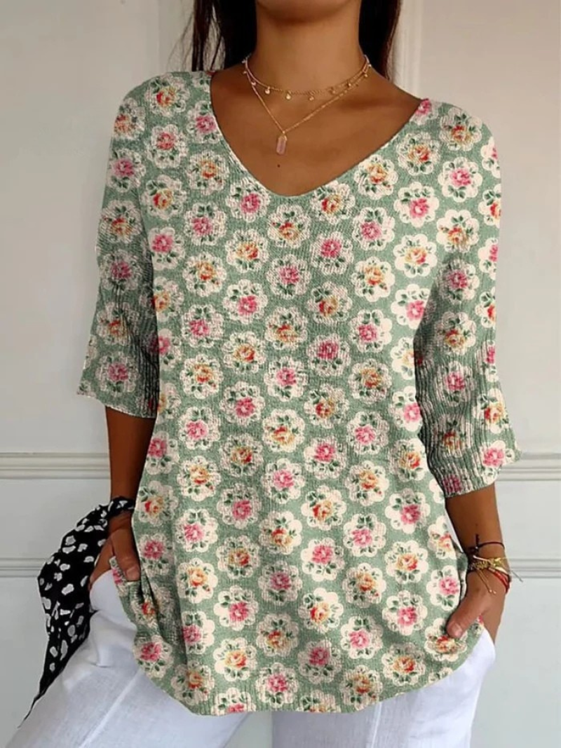 Women's Vintage Ethnic Floral Art Print Casual