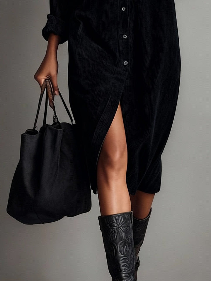 Sophia™ - Corduroy Breasted Midi Dress