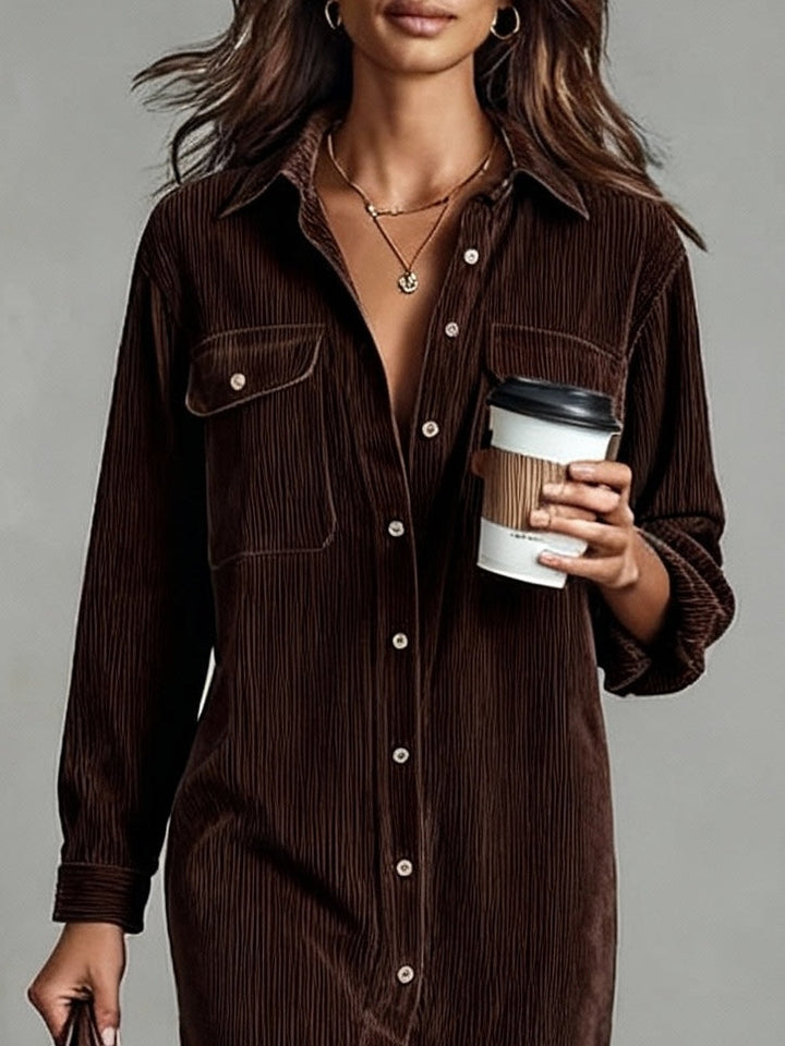 Sophia™ - Corduroy Breasted Midi Dress