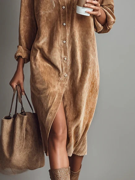 Sophia™ - Corduroy Breasted Midi Dress