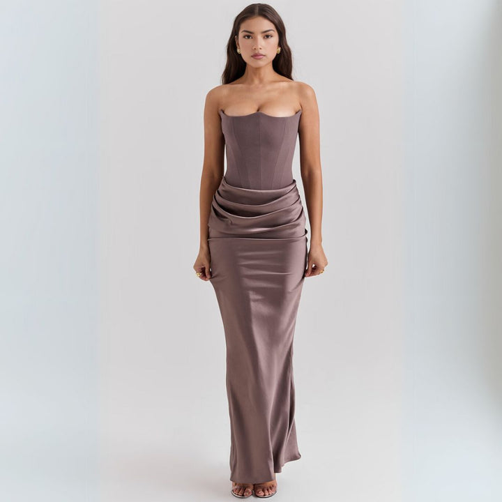 Vivienne | Sculpted Strapless Evening Maxi Dress
