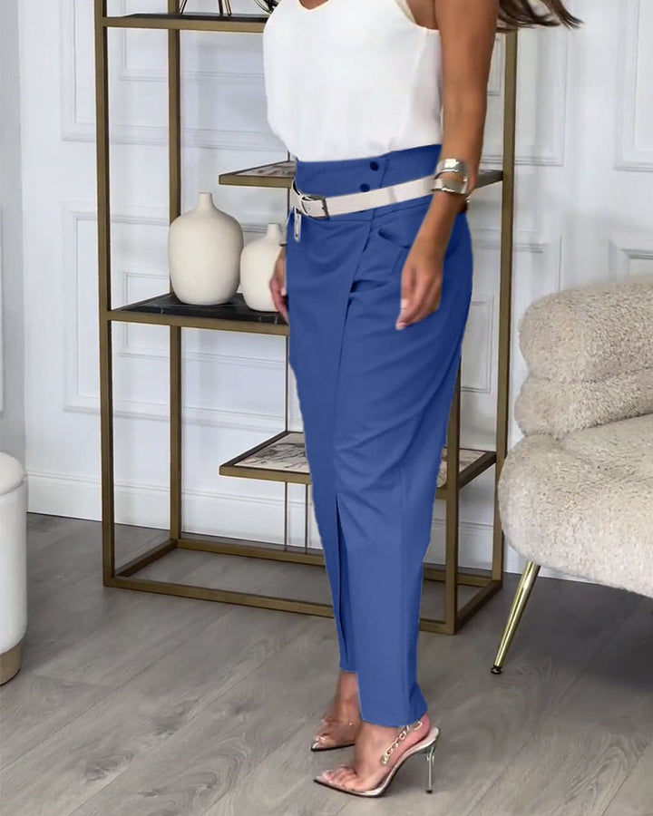 Bree | Patchwork Pants with Belt