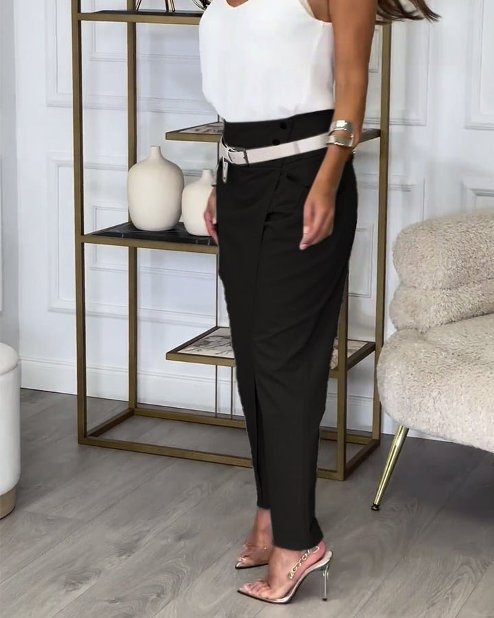 Bree | Patchwork Pants with Belt