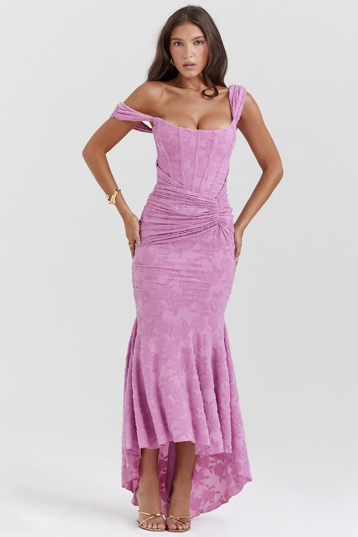Carmen | Textured Fishtail Midi Dress