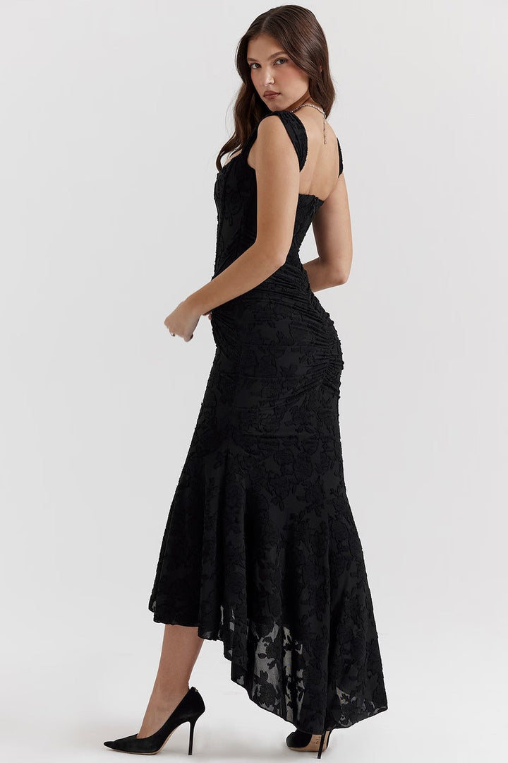 Carmen | Textured Fishtail Midi Dress